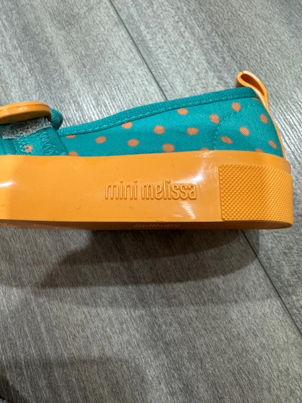 Mini Melissa Teal & Orange Polka Dot Slip-On Sneakers
